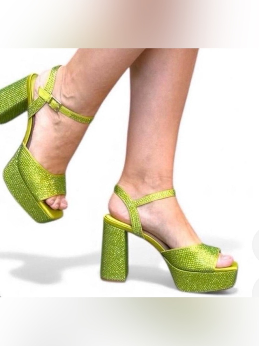 NWOT Antonio Melani Lime Green Rhinestone Platform Heels